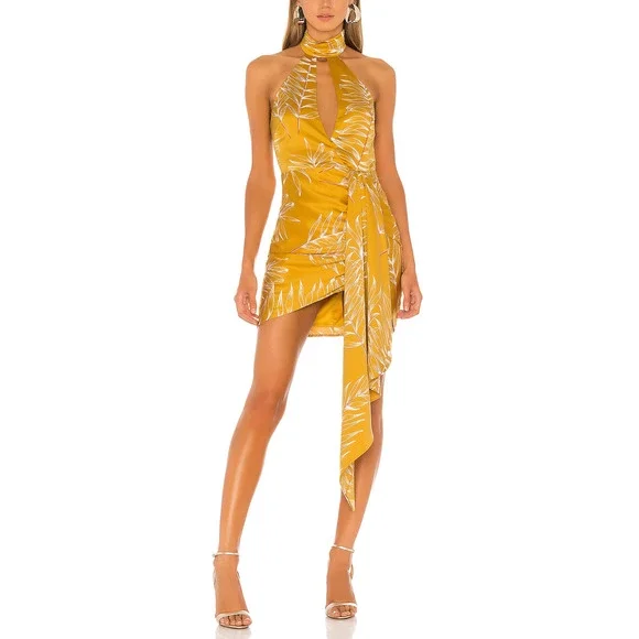 Camila Coelho 'Antonia' Gold Mockneck Mini Dress Size XL - Picture 1 of 5